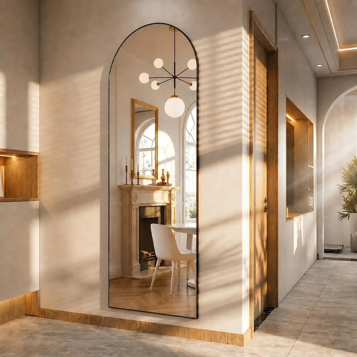 Modern Arched Full Length Wall Mirror By Gold Finish Brand