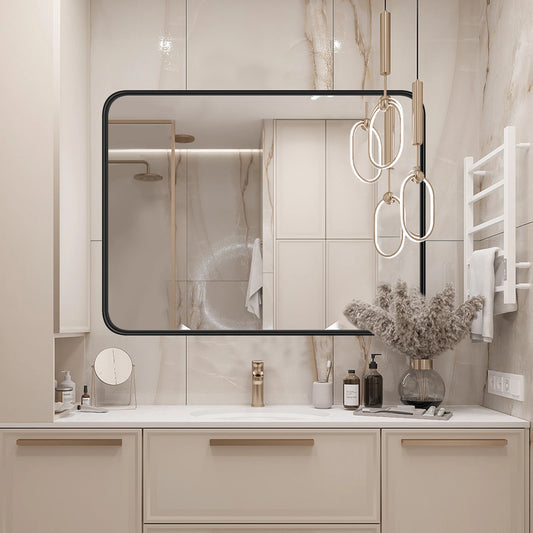 JHK Matte Metal Framed Bathroom Mirror Wall Mounted