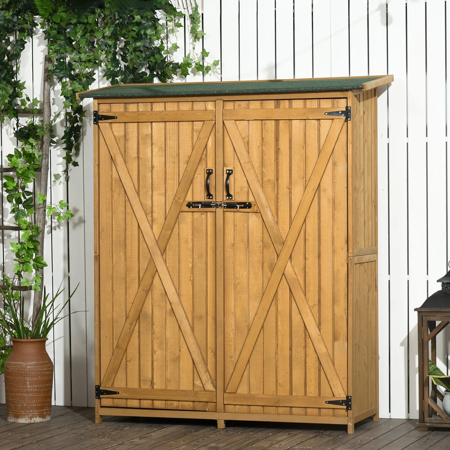 Outsunny Wooden Waterproof Garden Storage Shed With Asphalt Roof