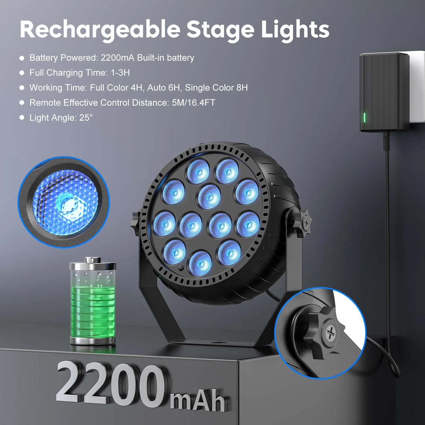 Somspot 8 Pieces Mini RGB LED Par Lights With Remote