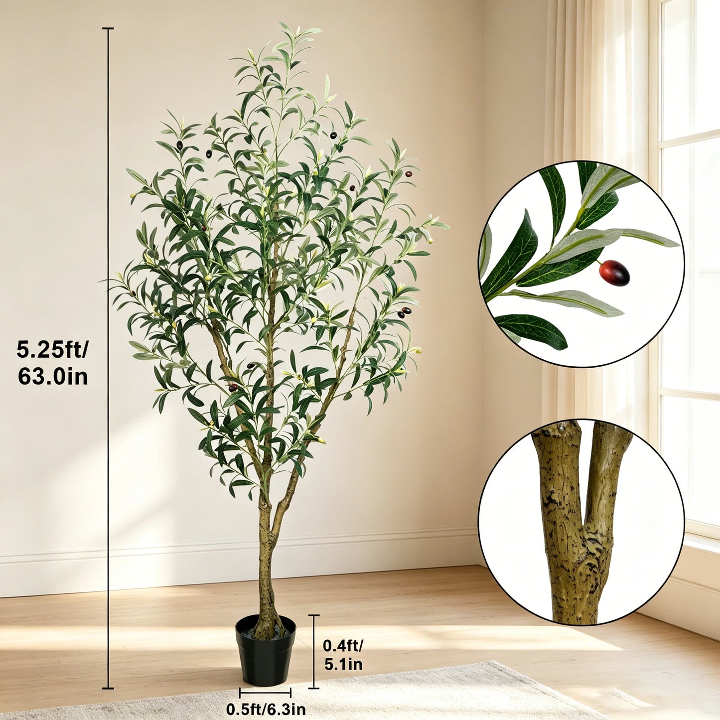 Olitree Olive Tree Artificial Indoor Floor Plant In Pot With Fruits