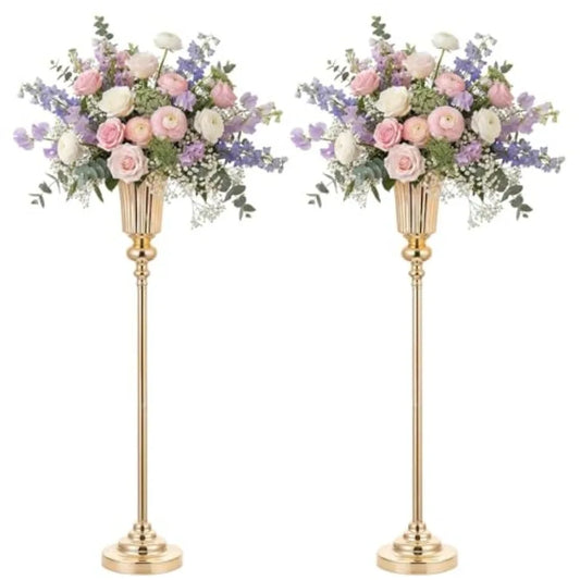 Centerpiece Vase Two Piece Trumpet Style Porcelain Table Decor