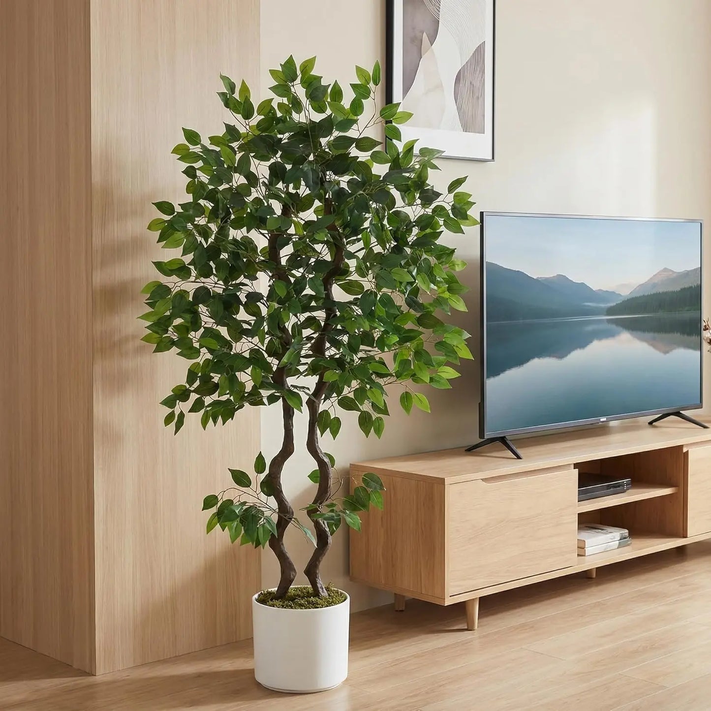 HiMISS Artificial Ficus Tree Faux Floor Plant For Indoor Decor
