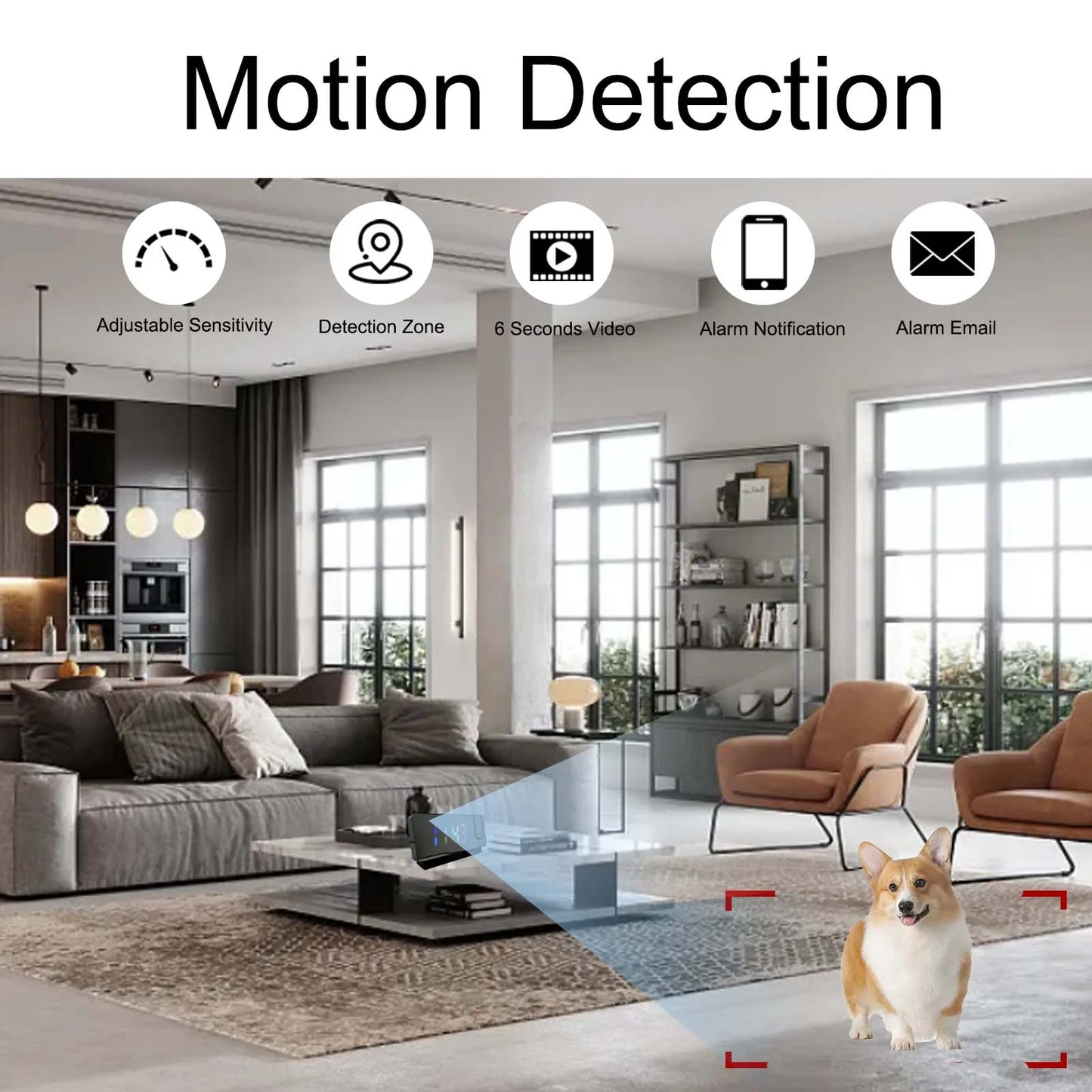Ouvis 4K Ultra HD Projection Alarm Clock Camera With WiFi Motion Detection