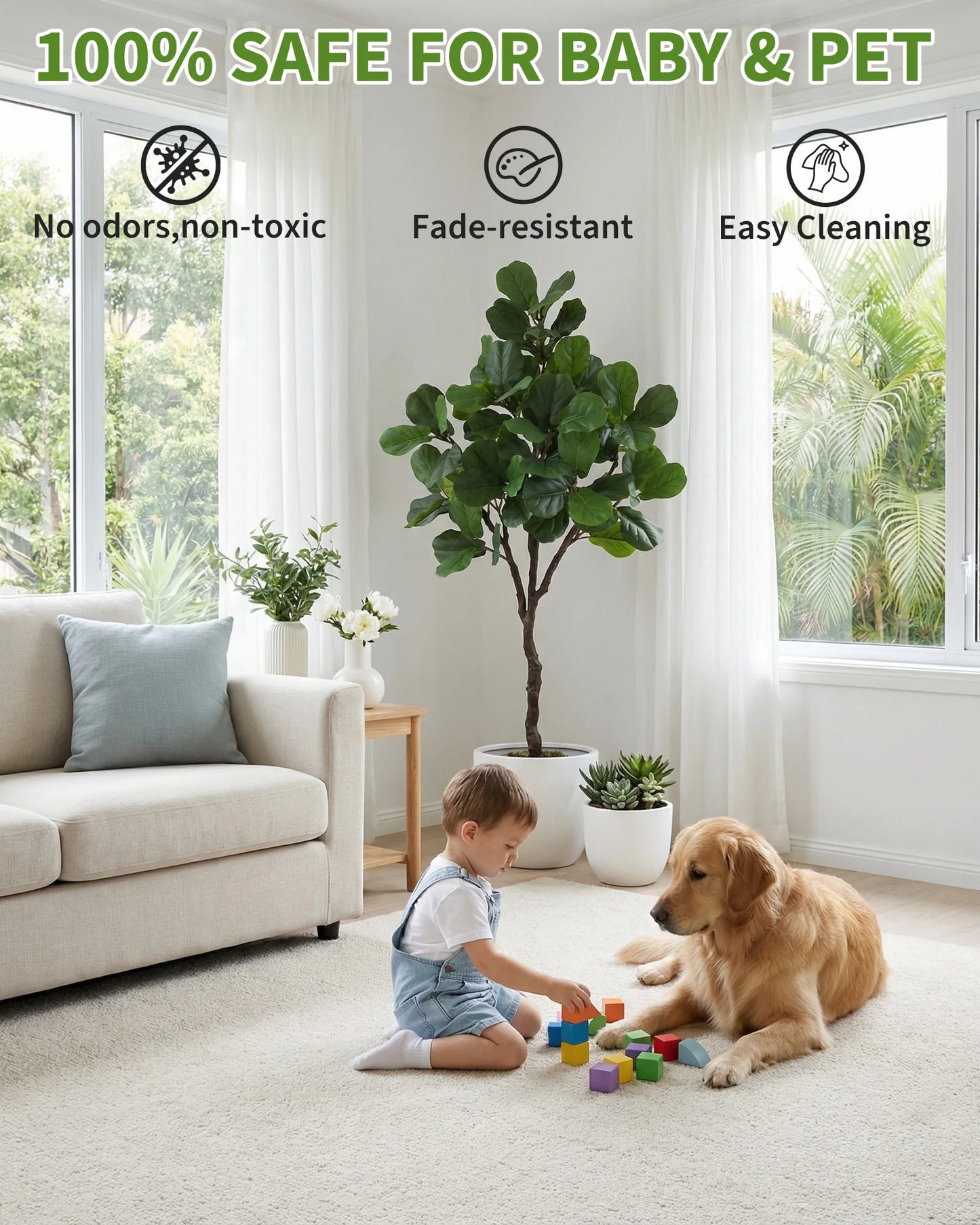 HiMISS Fiddle Leaf Fig Artificial Tree With Planter