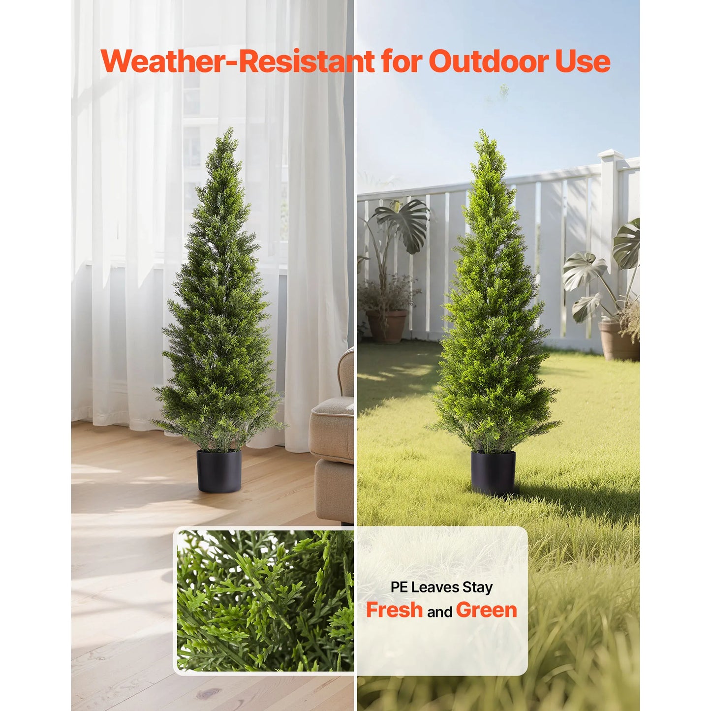 SucceBuy Artificial Topiary Cedar Trees Set For Home Decor