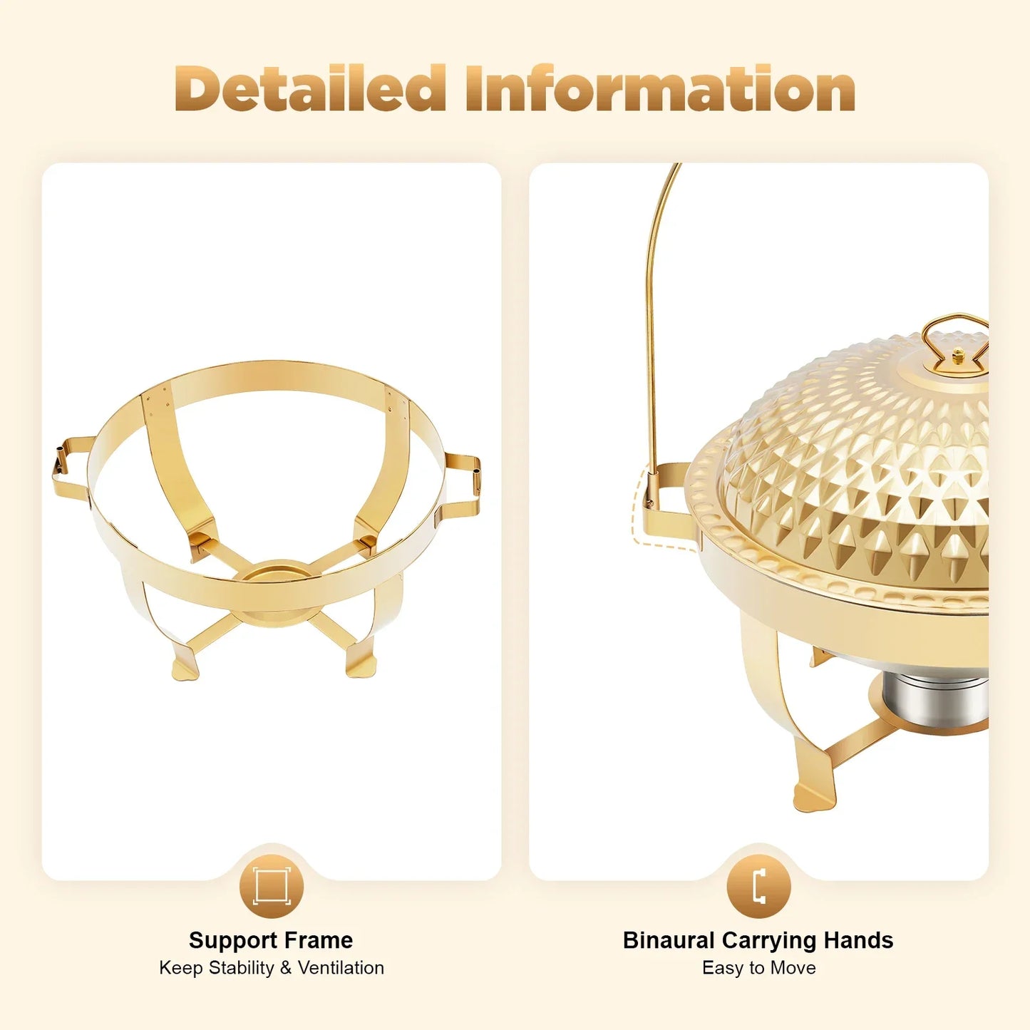 Stainless Steel Round Chafing Dish Buffet With Hanging Lid