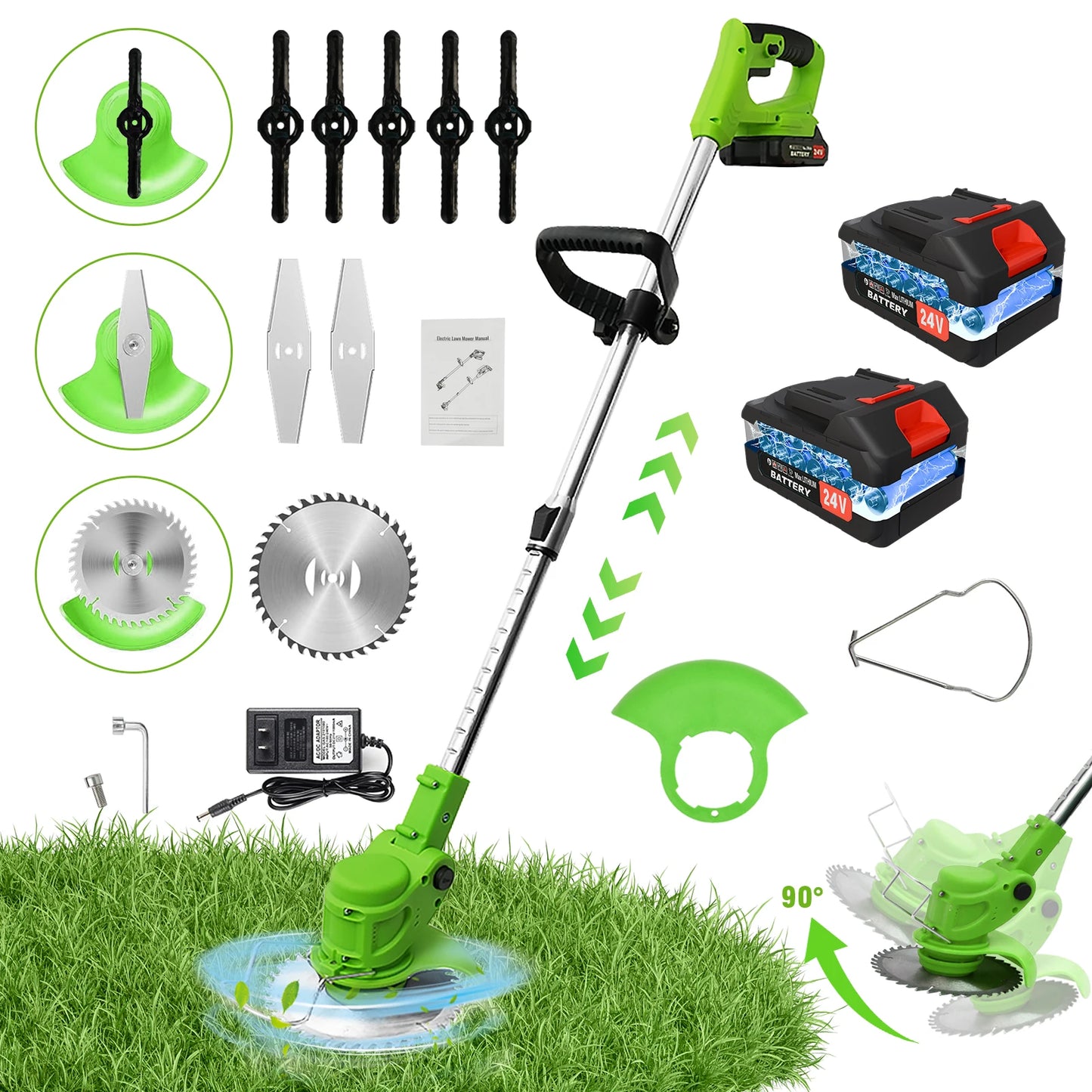 Cordless 2 In 1 Lawn Mower And Edger Brushless 650W