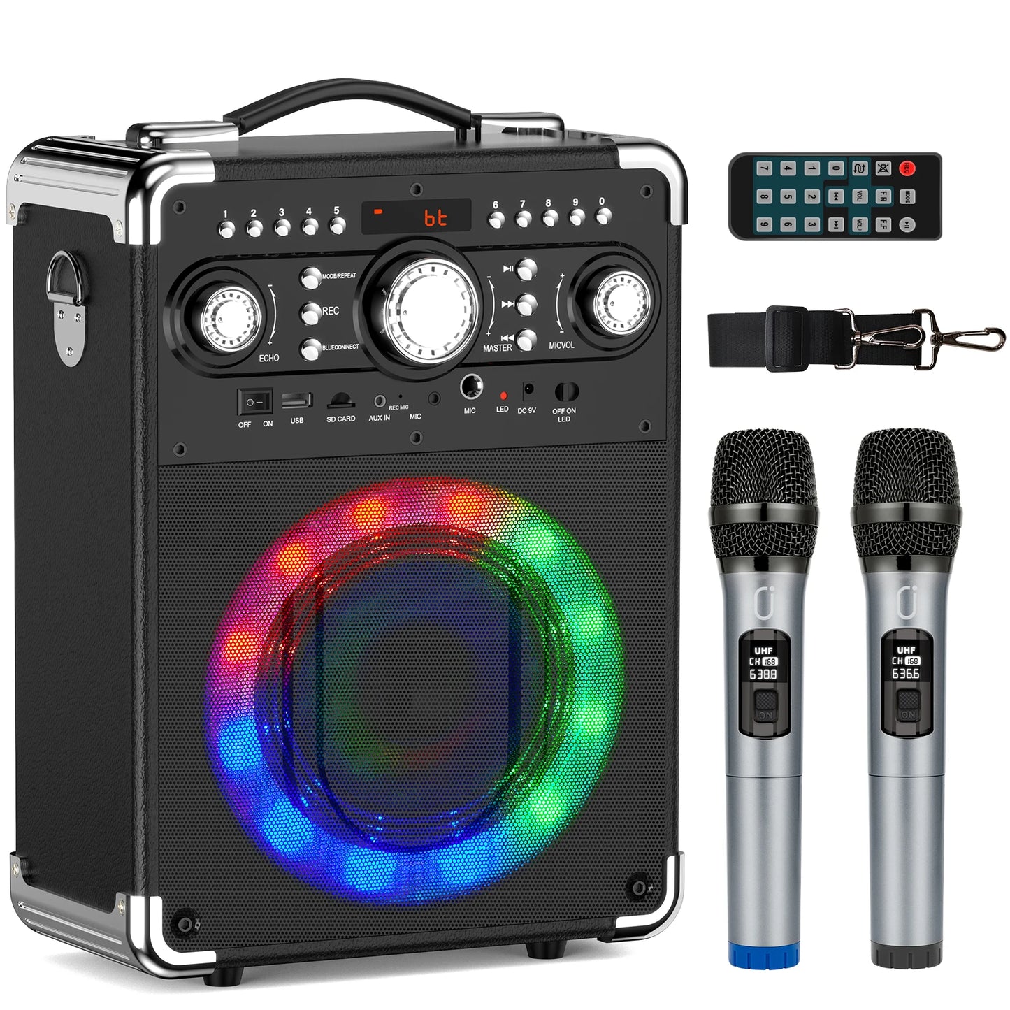 FanFun Karaoke Machine With 3 Mics And DJ Disco Ball