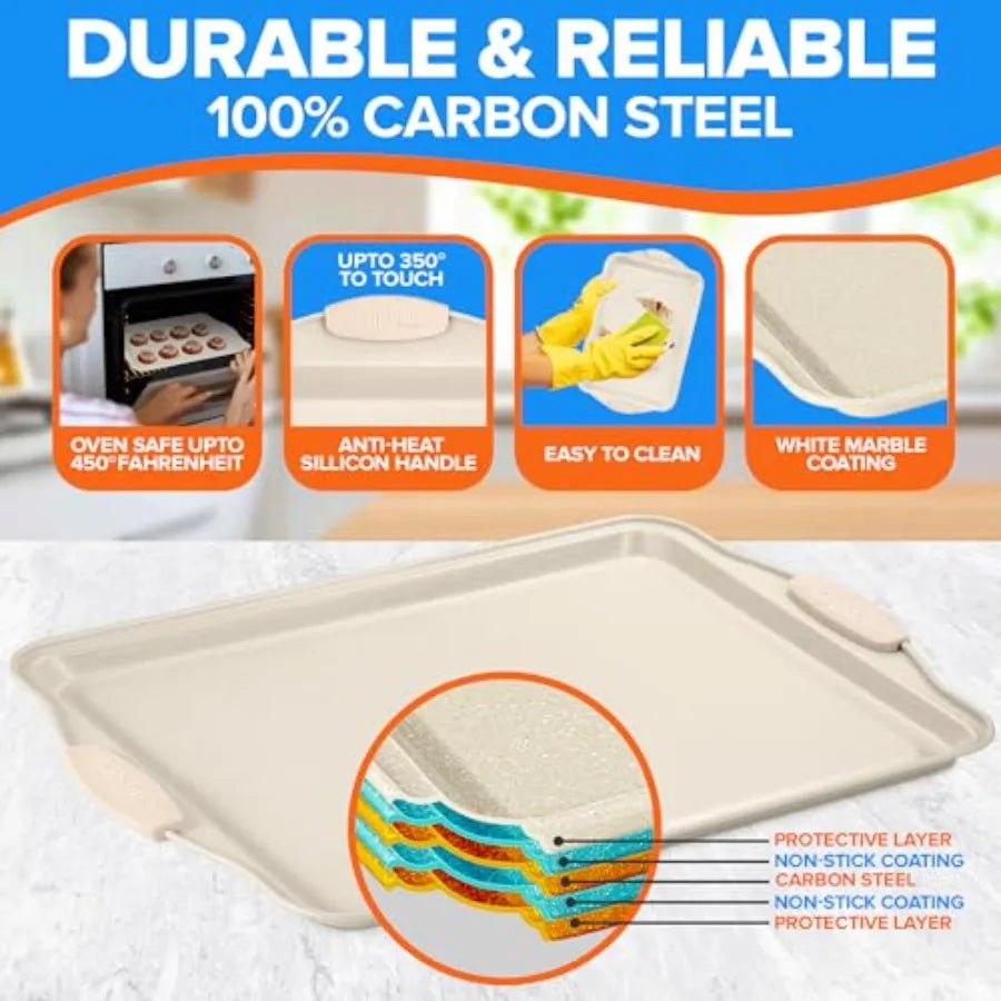 Nonstick Carbon Steel Bakeware Set With Silicone Handles