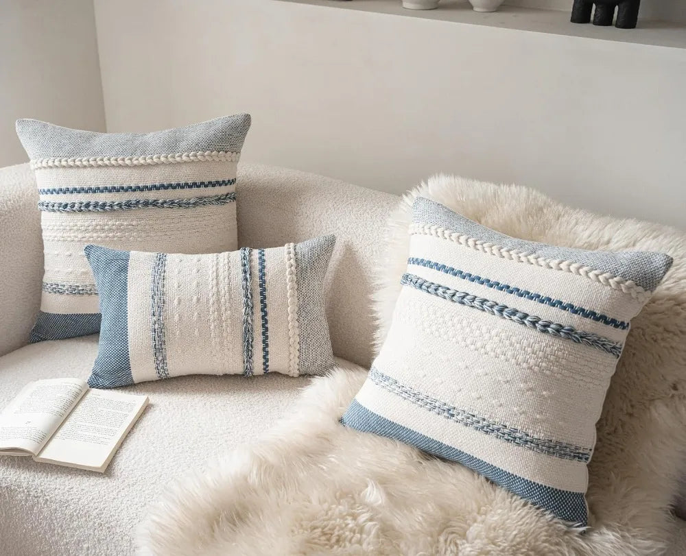 Boho Throw Pillow Covers Set Of 2 Textured Decorative Cushions