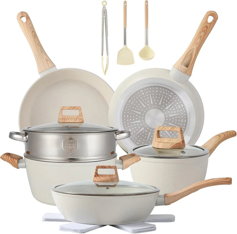 Nonstick 16 Piece Pots And Pans Set For Home Cooking