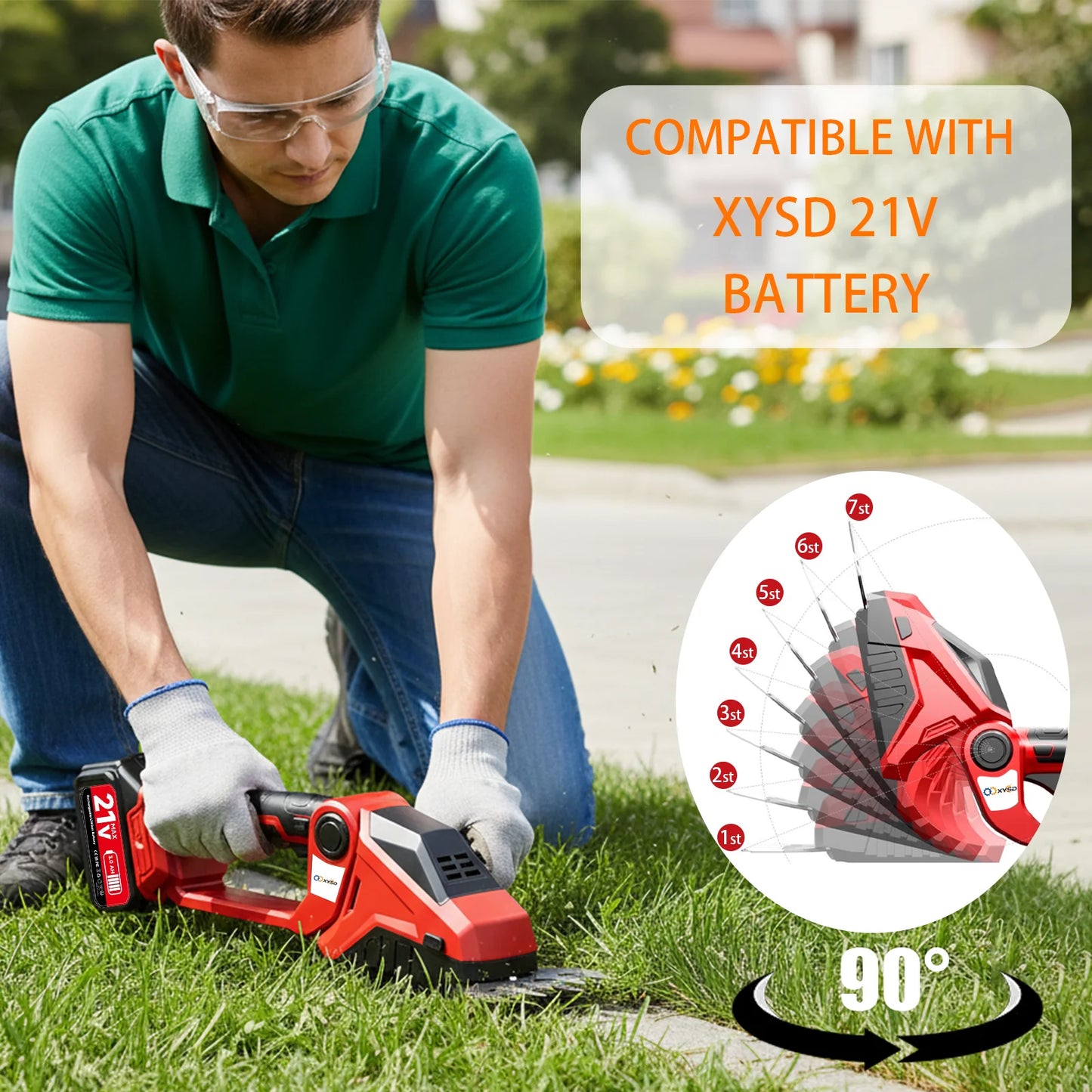 XYSD 2-In-1 Cordless Hedge Trimmer And Grass Shear