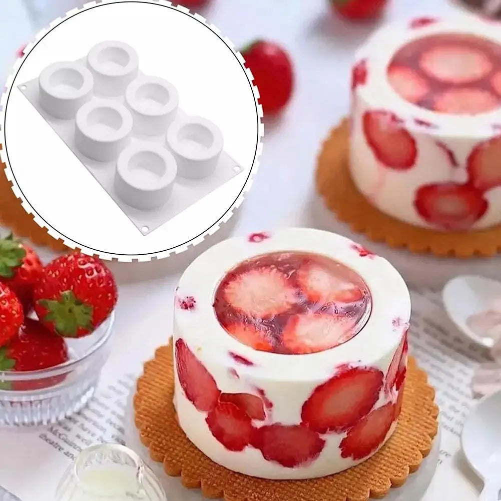 Silicone Mousse Cake Mold 6 Hole Cylindrical Bakeware