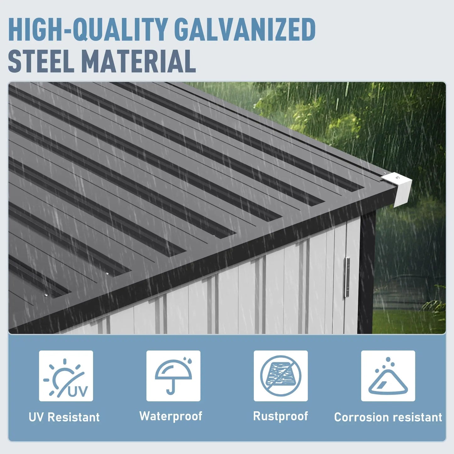 VIWAT Outdoor Metal Storage Shed With Window And Lockable Door