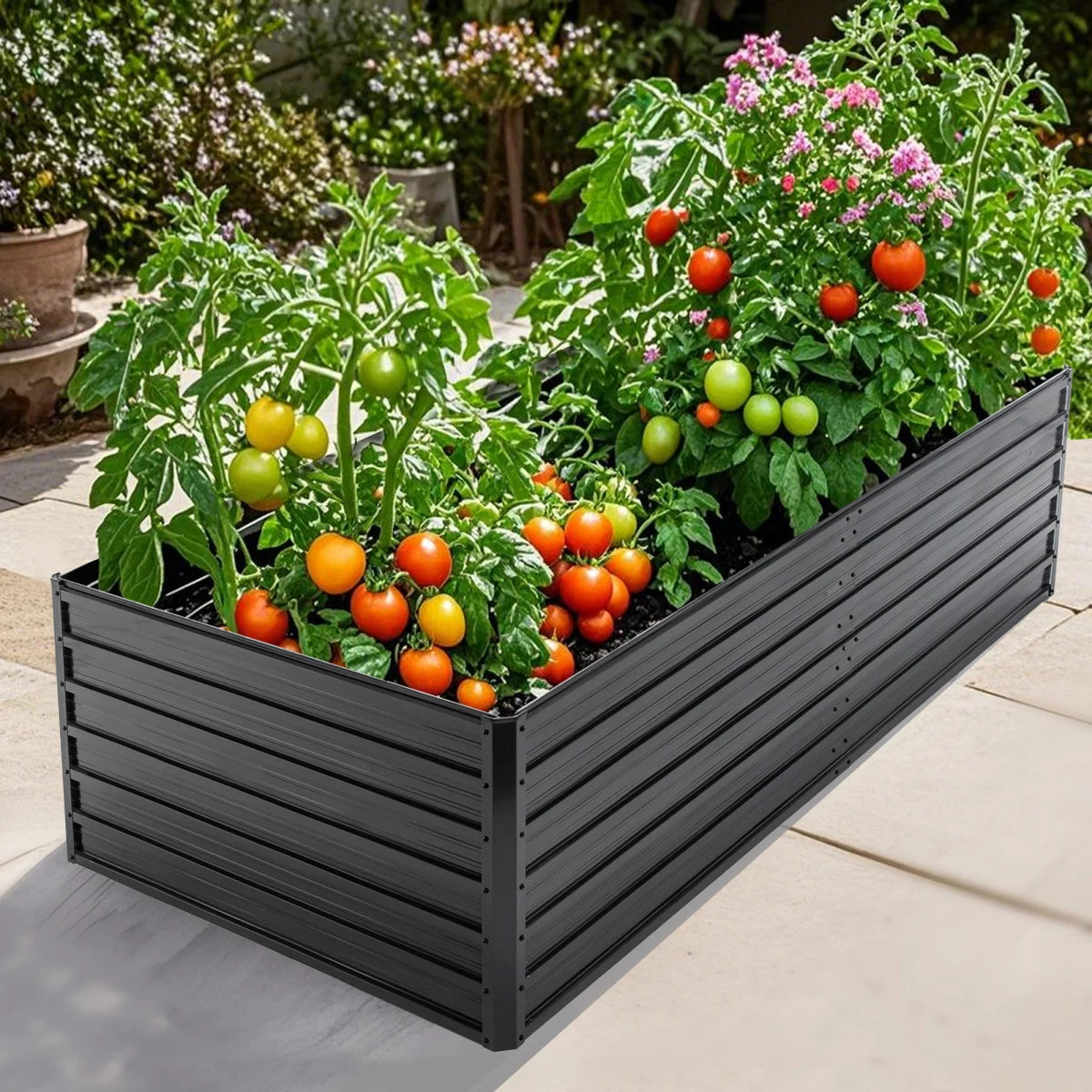 Raised Garden Bed Kit With Galvanized Rustproof Steel Easy Assembly