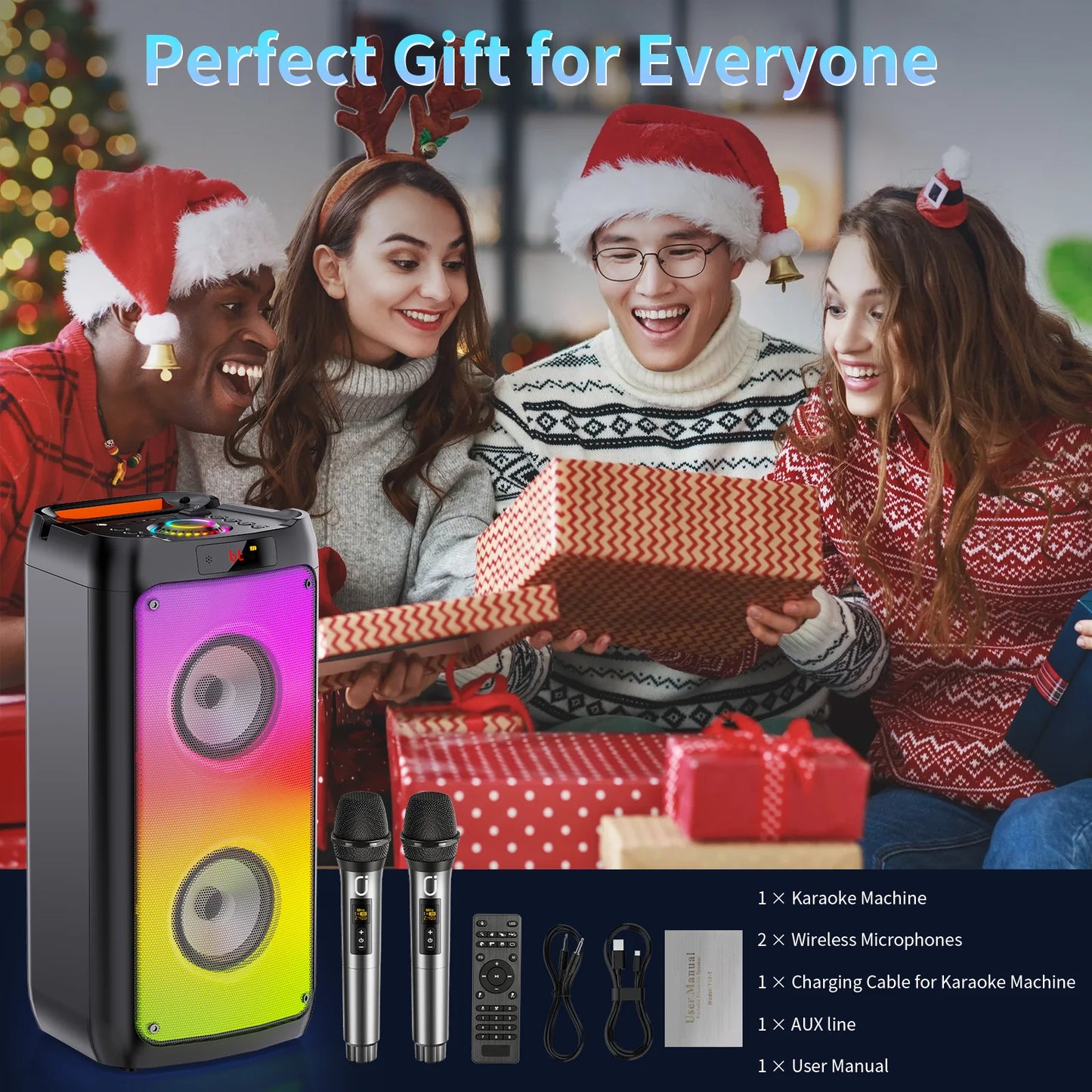 FanFun Wireless Bluetooth Karaoke Speaker With Two Microphones