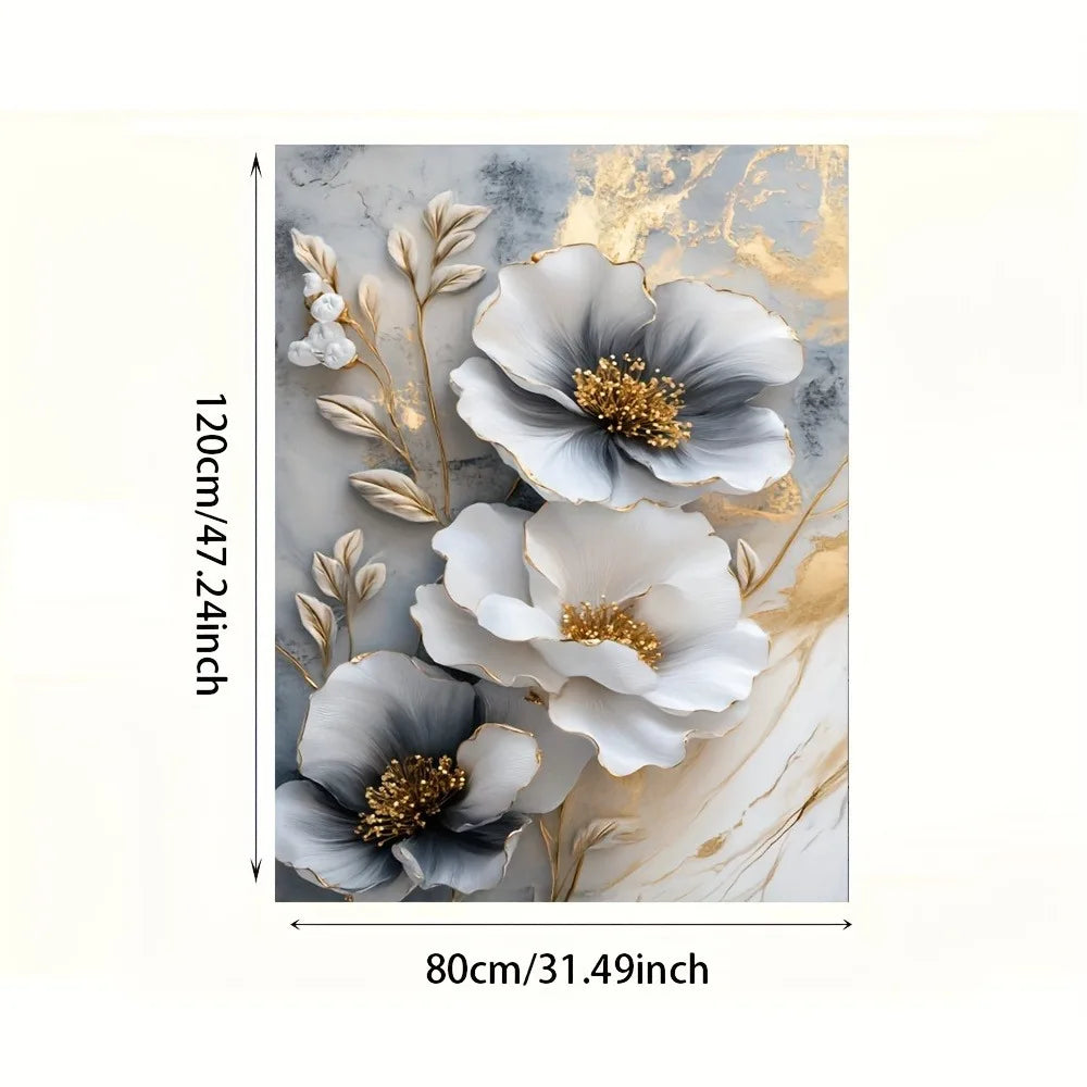 Modern Floral Canvas Mural, Framed 3D Painting for Bedroom and Living Room