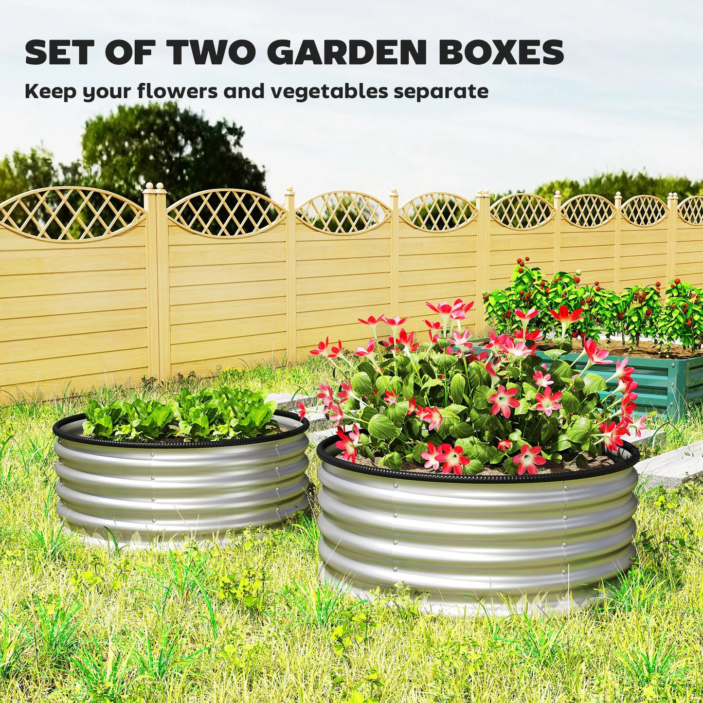 Raised Garden Bed Set Of 2 Galvanized Planter Boxes