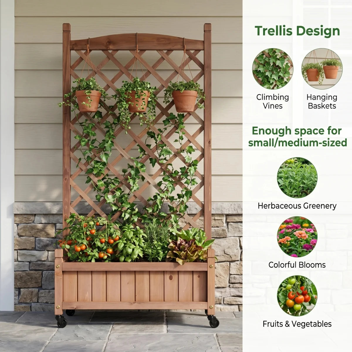 Raised Garden Bed With Trellis 2 Pack Outdoor Planter Boxes