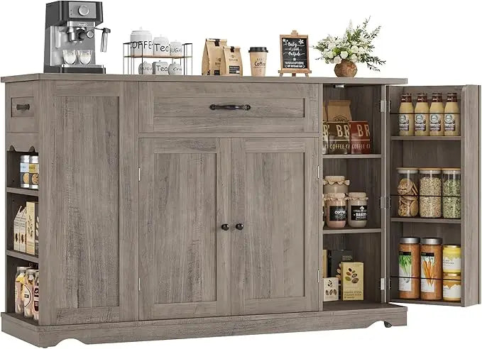 Guangbai Wheeled Kitchen Island Cart With Storage And Two Drawers