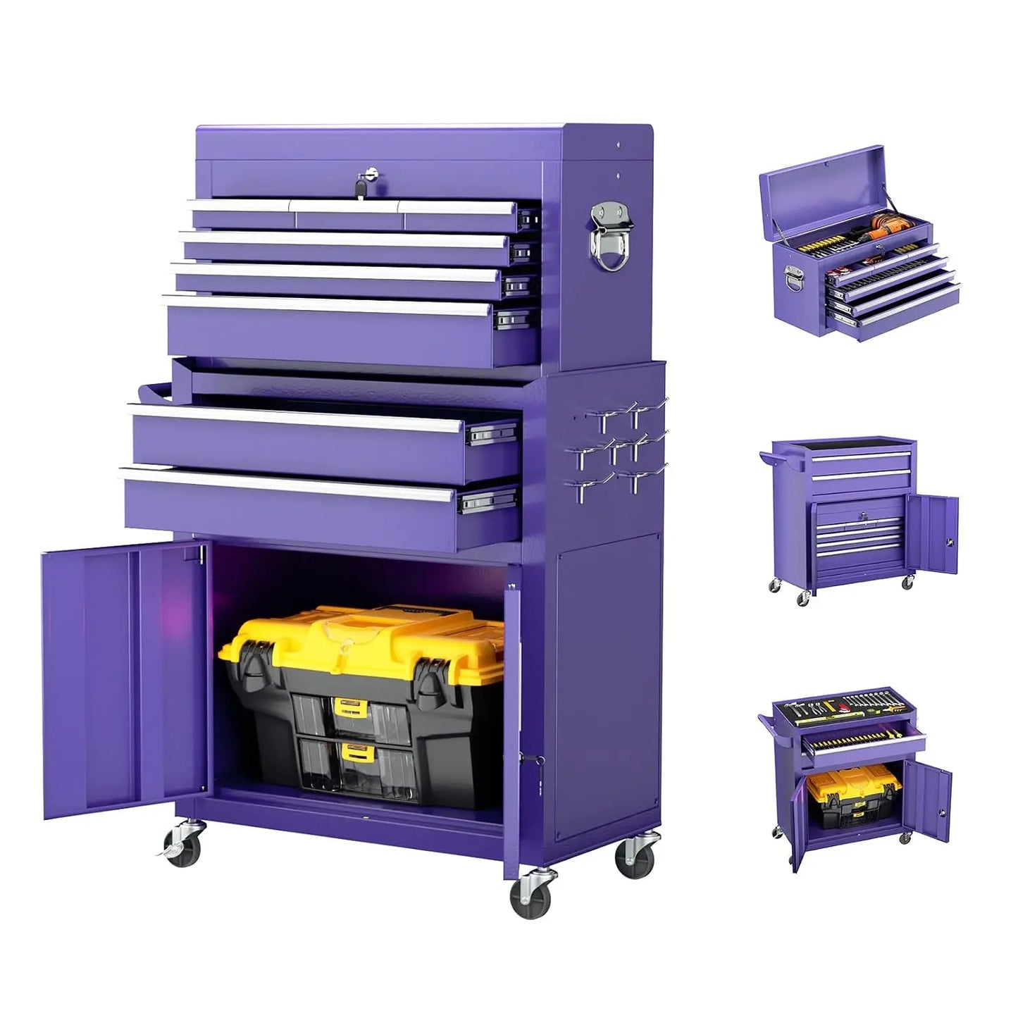 Lockable Rolling Steel Tool Chest and Cabinet Combo Garage Storage