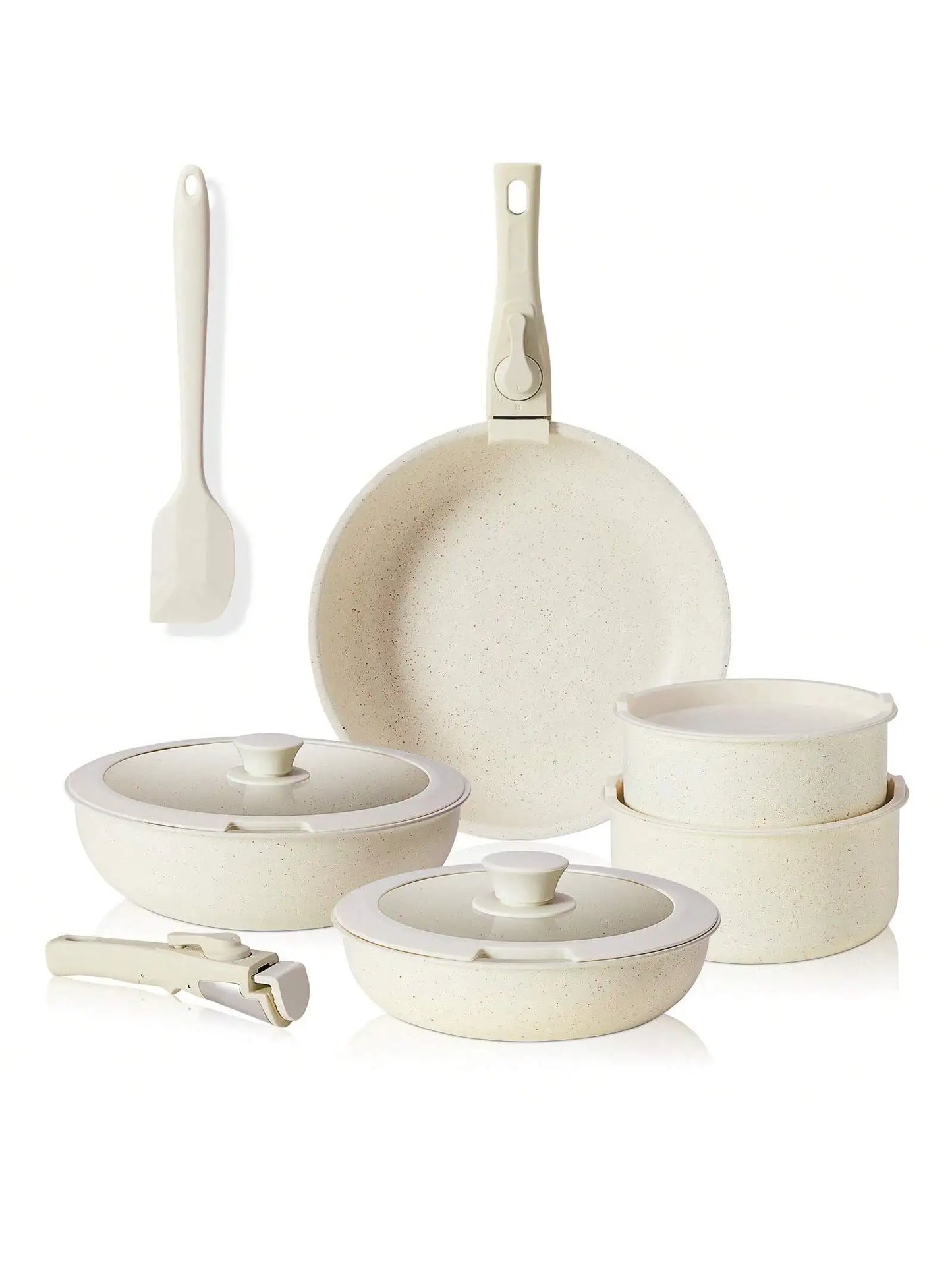 Pots And Pans Set Nonstick Cookware Granite Coating Induction Compatible