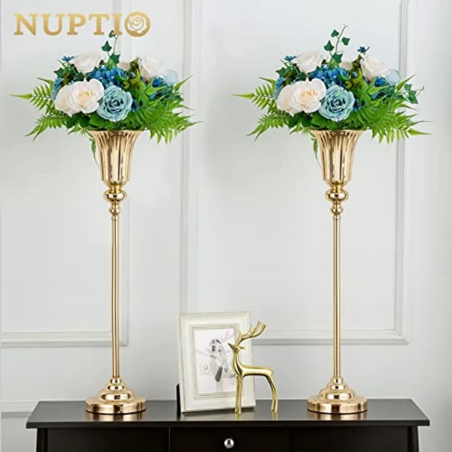 Centerpiece Vase Two Piece Trumpet Style Porcelain Table Decor