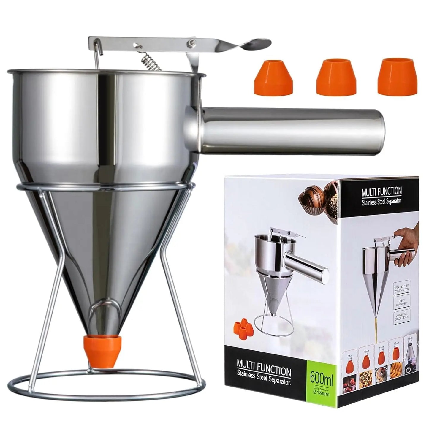 Pancake Batter Dispenser With 4 Nozzles Stainless Steel Stand