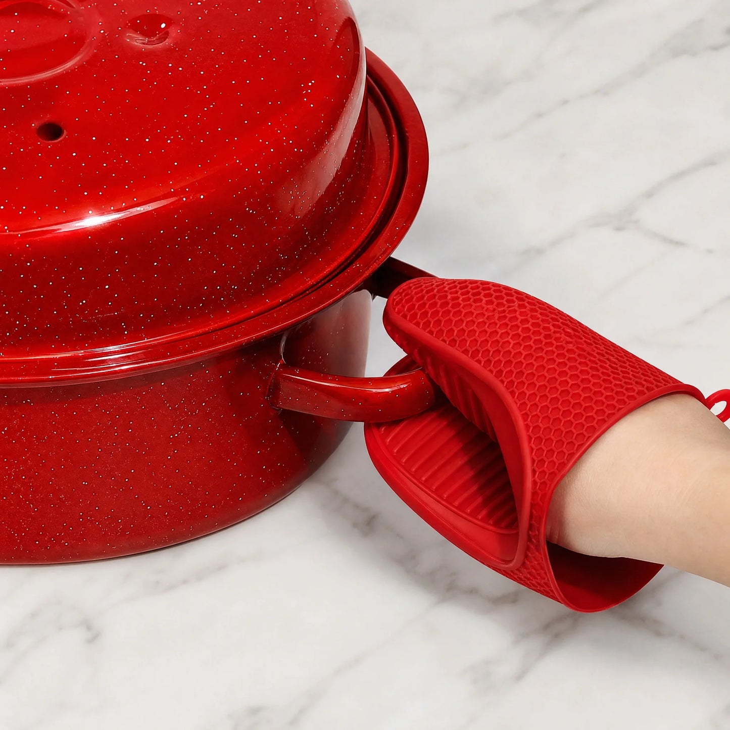 Enamel Carbon Steel Roasting Pan With Lid Oval Roaster