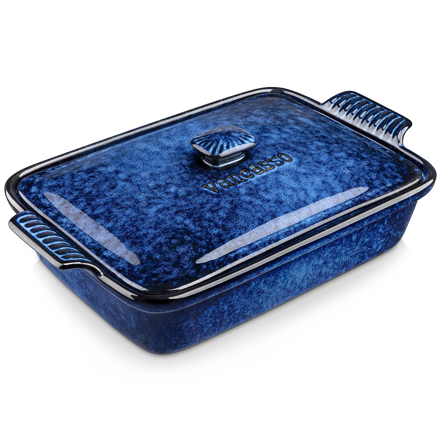 Starry Stoneware Casserole Baking Dish With Lid Microwave Safe