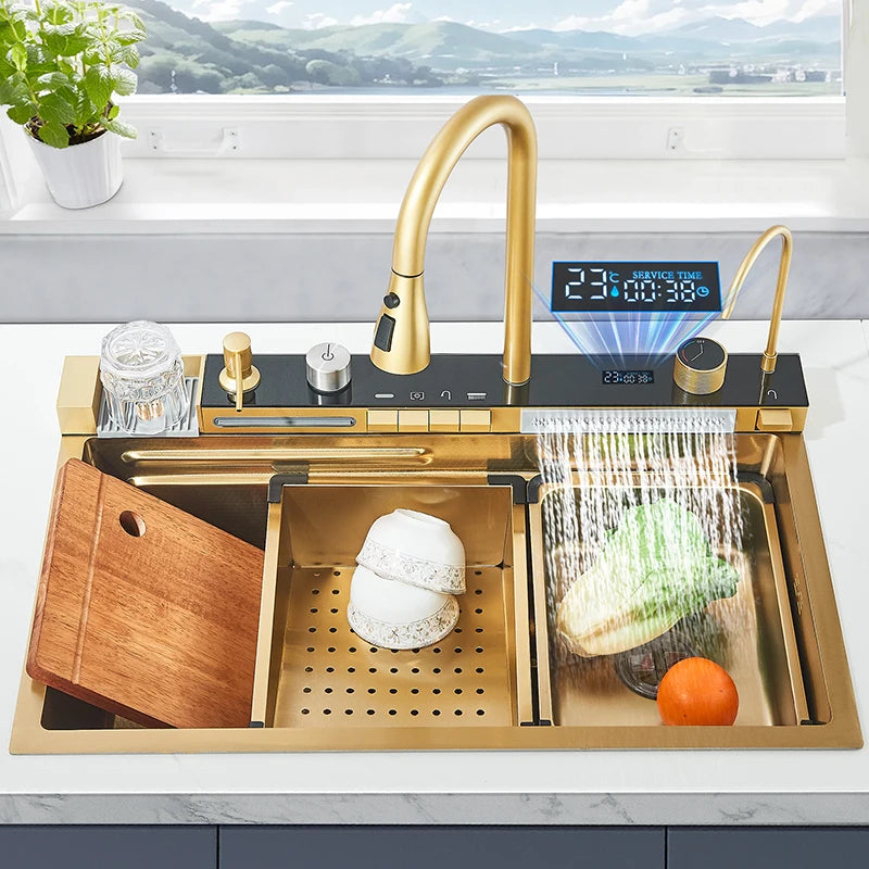 Rozin Stainless Steel Kitchen Sink With Faucet Single Bowl