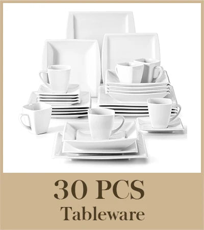 MALACASA Porcelain Dinnerware Set For 12 Service Plates Bowls