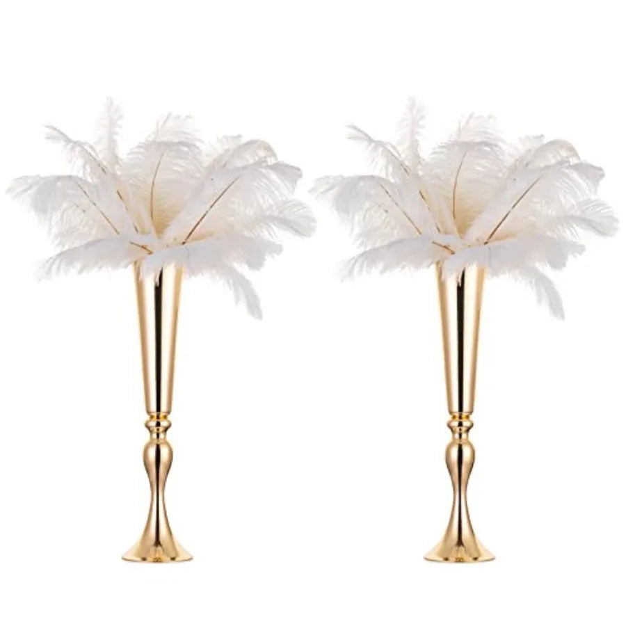 Gold Centerpiece Trumpet Vases for Wedding Decor Set of 2