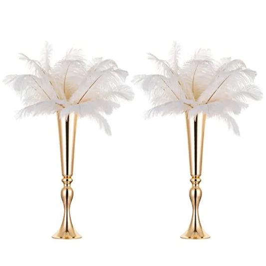 Gold Centerpiece Trumpet Vases for Wedding Decor Set of 2
