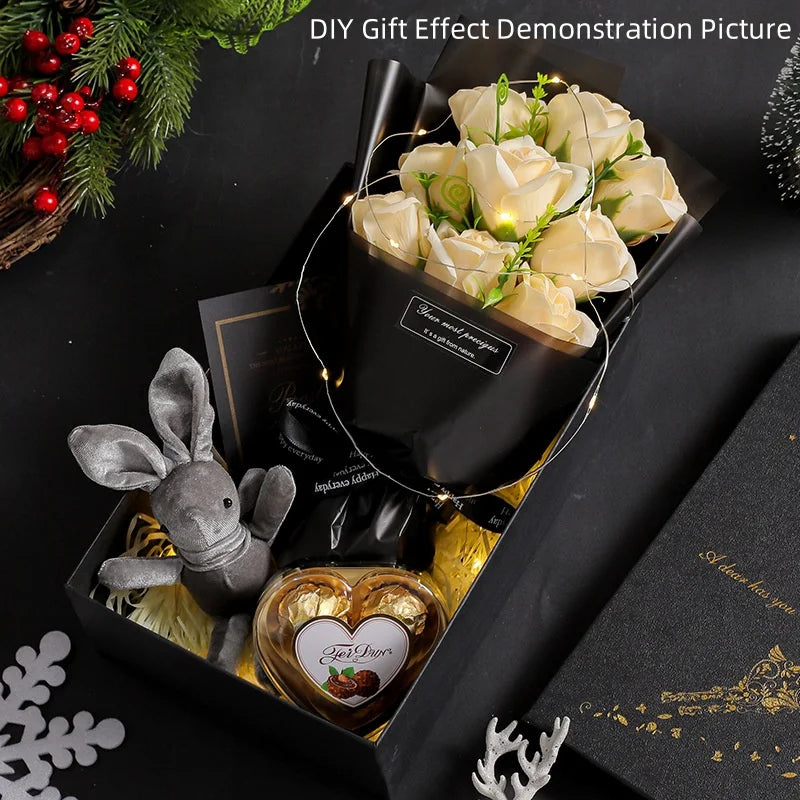 9 Heads Soap Flower Rose Bouquet Artificial Roses For Christmas