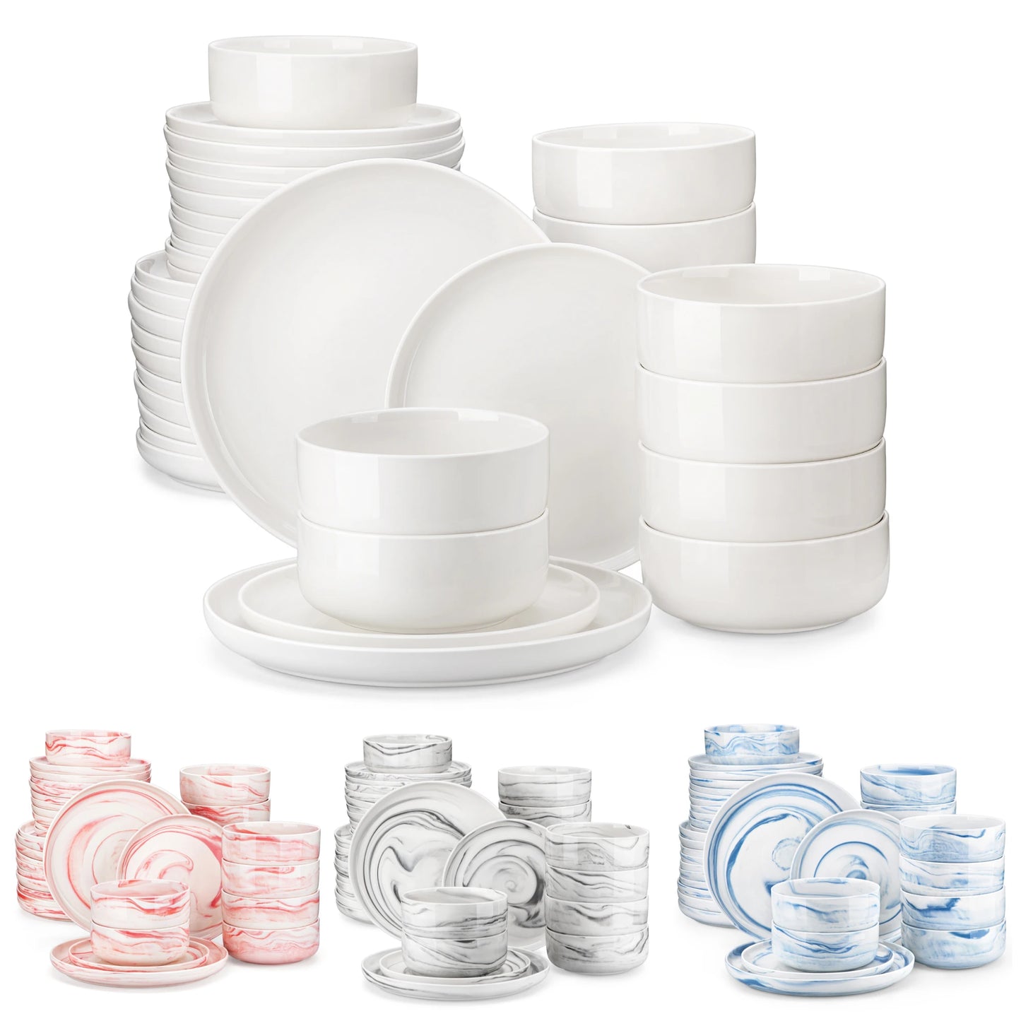 MALACASA Porcelain Dinnerware Set Elegant Everyday Tableware