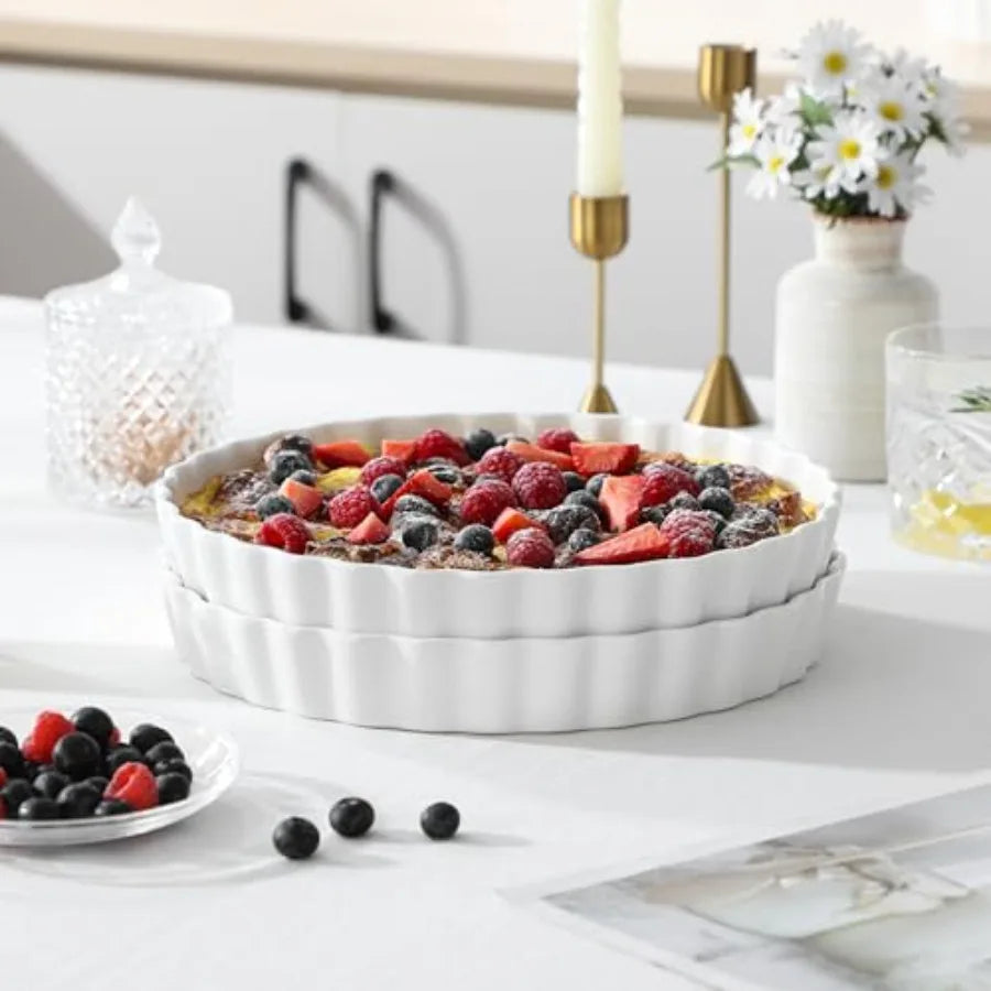 Porcelain Pie Pan Quiche Baking Dish Nonstick Round Tart Pan