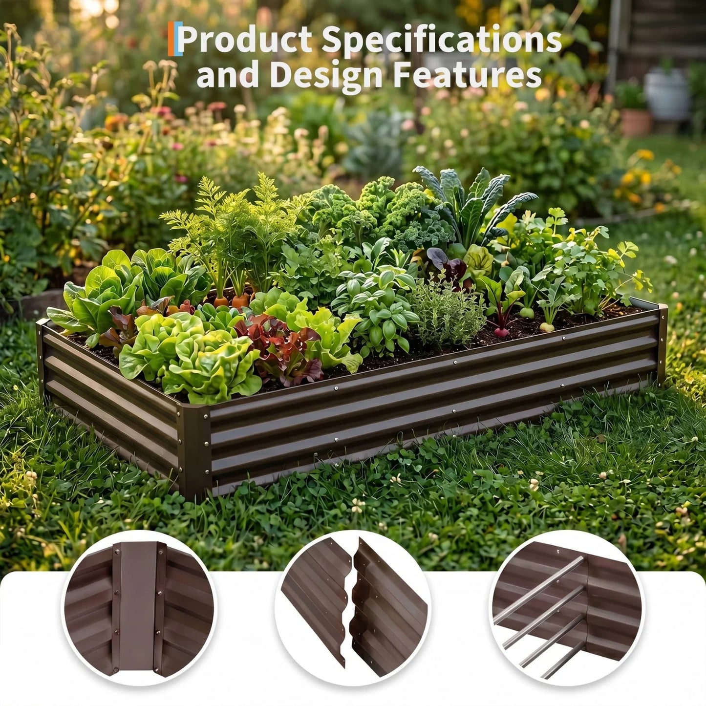 HiMISS 2 Pack Galvanized Steel Raised Garden Beds Outdoor