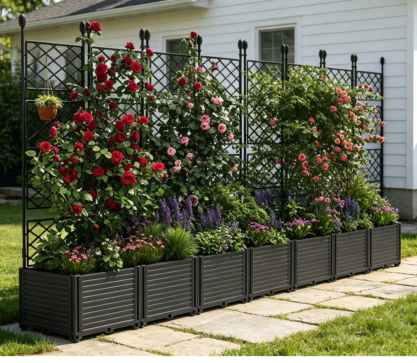 Vertical Garden Planter Box With Trellis For Climbing Plants