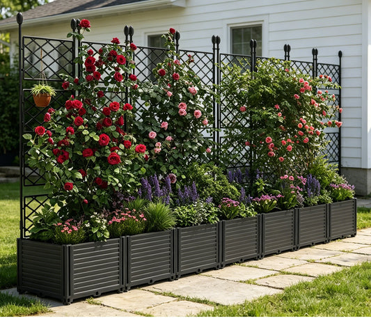 Vertical Garden Planter Box With Trellis For Climbing Plants