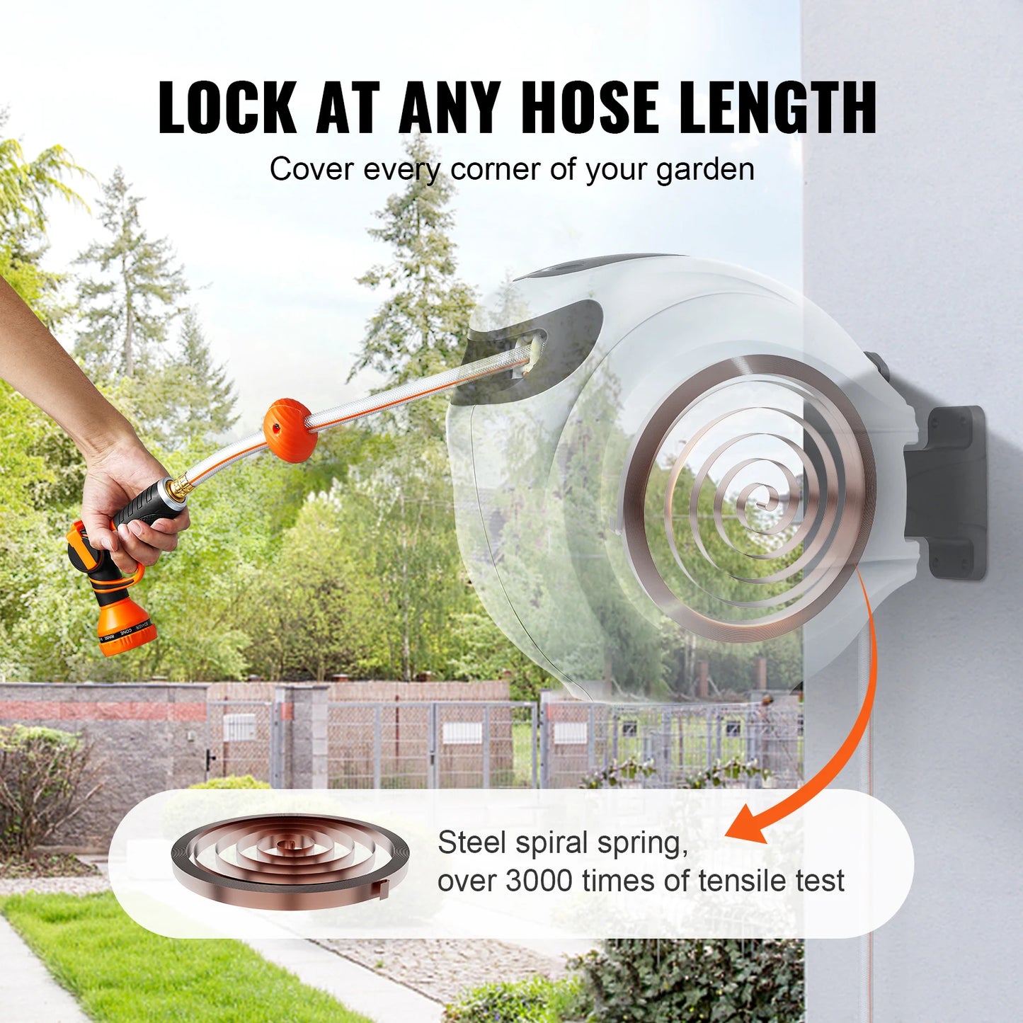 SucceBuy Retractable Hose Reel With Swivel Bracket Wall Mount