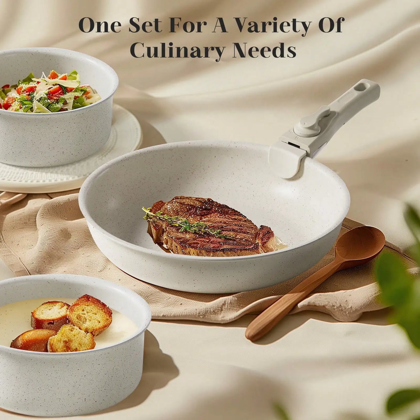 Pots And Pans Set Nonstick Cookware Granite Coating Induction Compatible