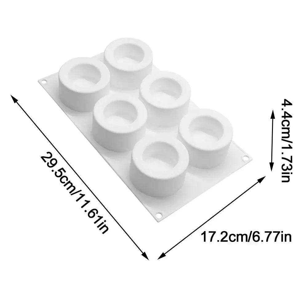 Silicone Mousse Cake Mold 6 Hole Cylindrical Bakeware