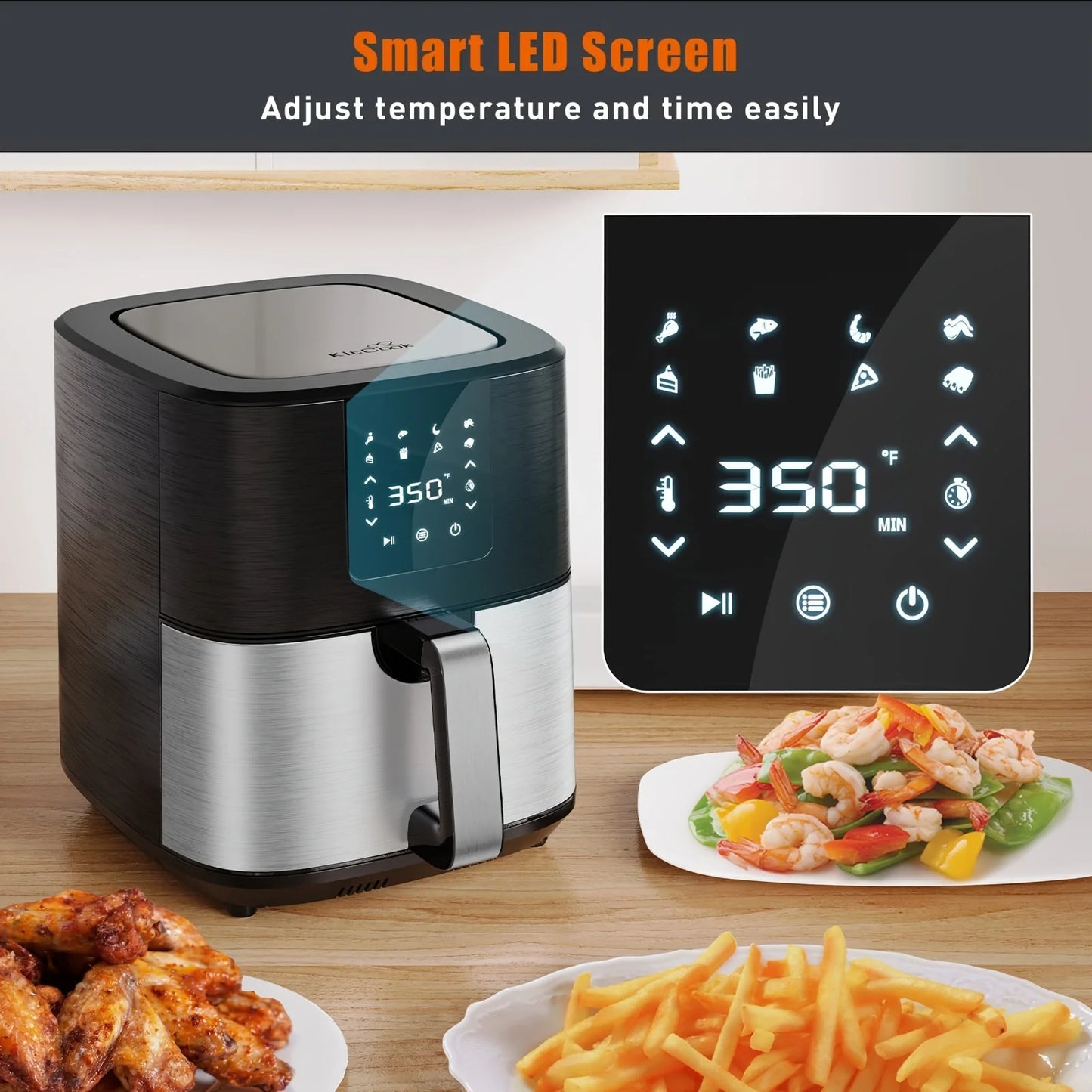 KitCook 1500W Air Fryer Digital Touch Screen 8 Presets