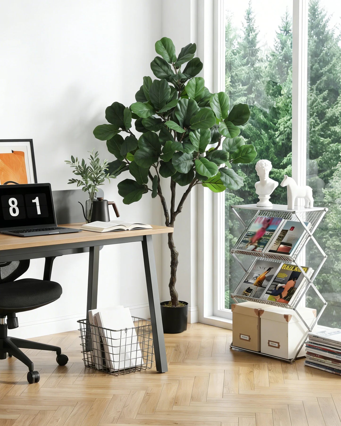 HiMISS Fiddle Leaf Fig Artificial Tree With Planter