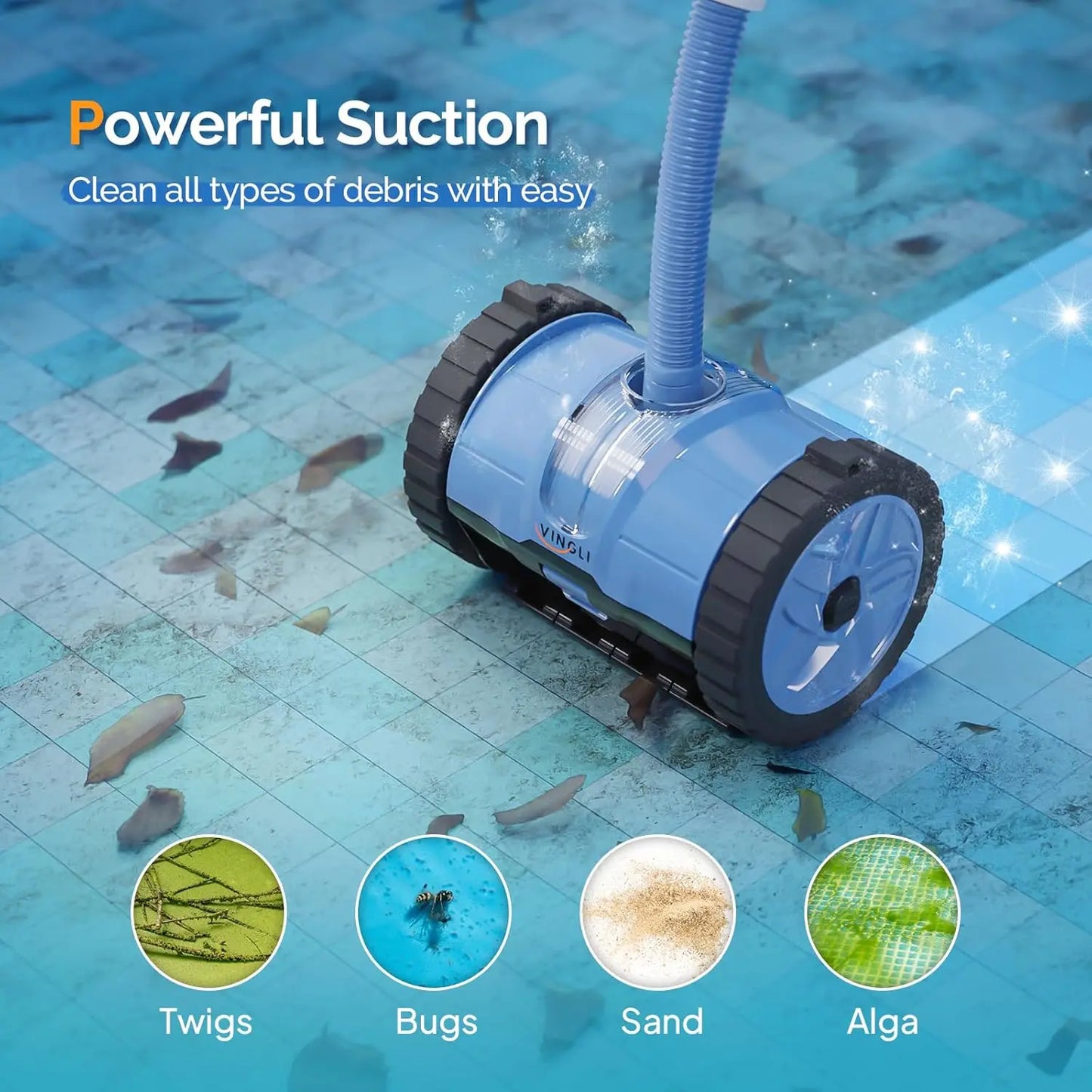 Pool Vacuum Cleaner Suction Side Wall-Climbing For Ground Pools