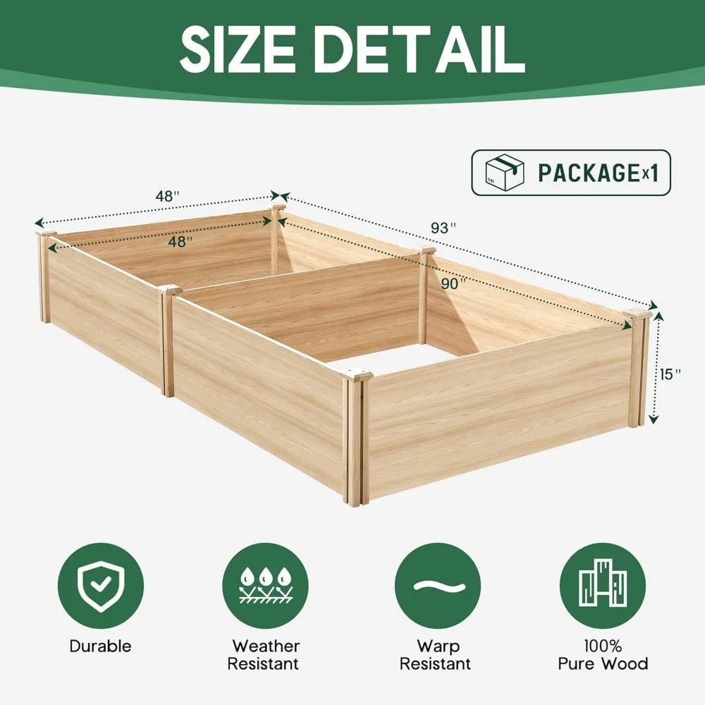 Durable Fir Wood Raised Garden Bed For Outdoor Gardening