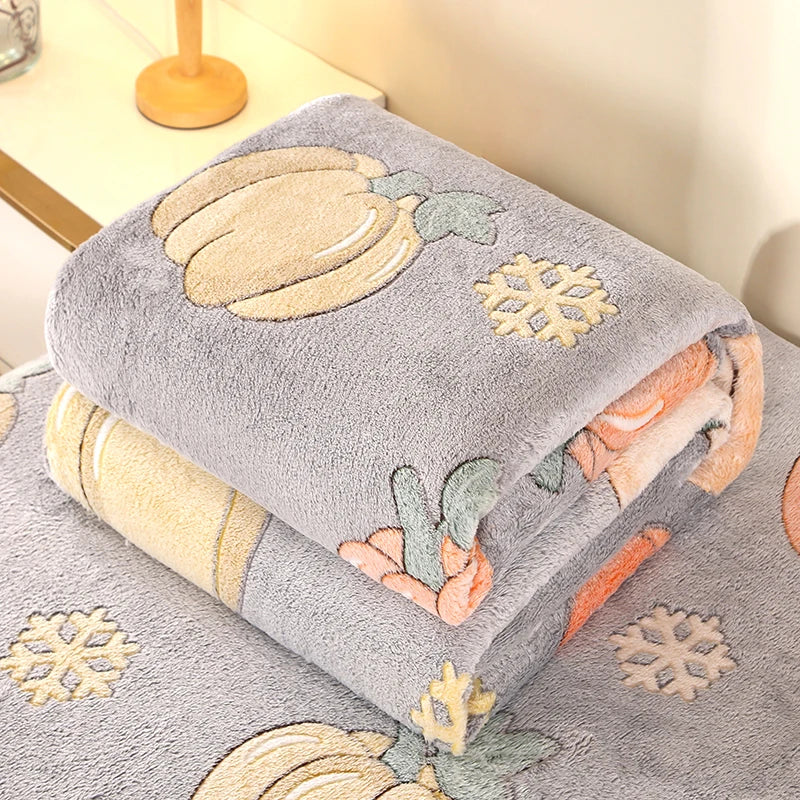 Floral Fleece Bedspread Blanket For Sofa Travel Shawl Home