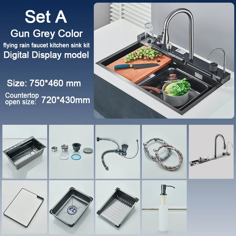 Rozin Stainless Steel Kitchen Sink With Faucet Single Bowl